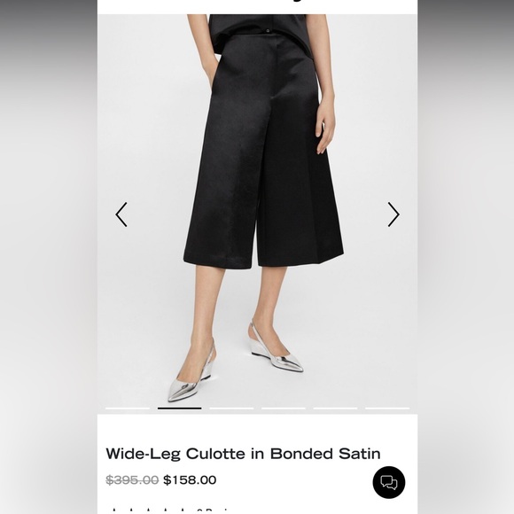 Theory - Wide Leg Culotte in Bonded Satin - Picture 2 of 12